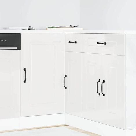 vidaXL Meuble bas de cuisine « Kalmar » Bois d'ingénierie blanc brillant (1/5)