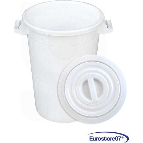 Bidone bianco uso agricolo rifiuti + coperchio - lt.50 ø cm.41 altezza cm.50 (1/4)