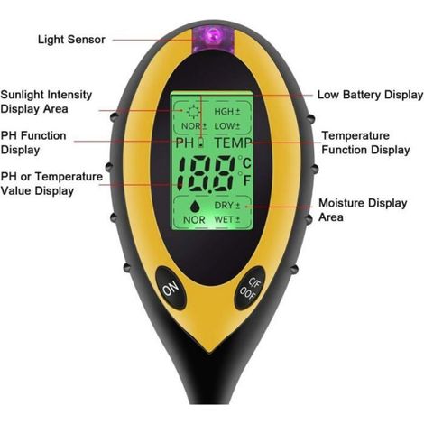 Testeur De Sol - pH Humidité Température Lumière - Pour Plantes D'intérieur Et D'extérieur - 1 Pièce (1/3)