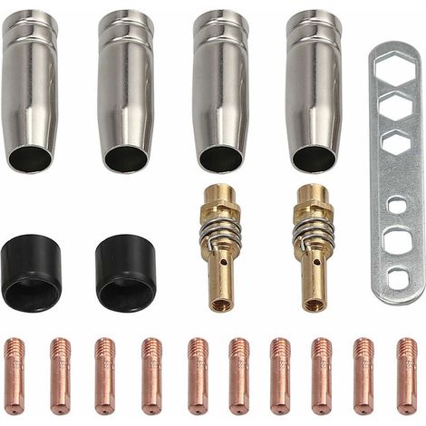 royaluxe -Ensemble de 19 pieces de tete de contact de soudage 15AK MIG / MAG support de pointe de buse de gaz M6 de 0,8 mm (1/5)