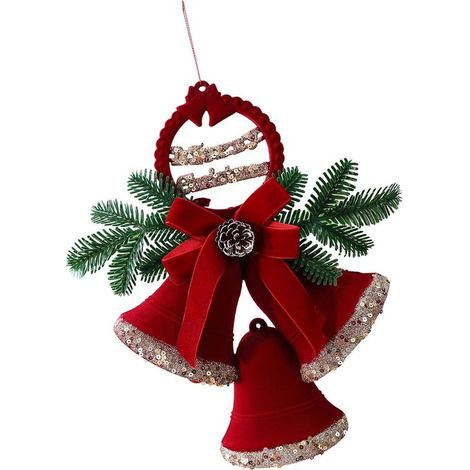 Cloche décorative – Décoration de Noël – Ornement pour sapin – Finition veloutée – À suspendre au sapin – Convient pour les couronnes, les cheminées, les fenêtres et les décorations de Noël – Double c (1/4)