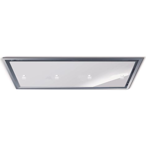 HOTTE GEA FLAT cm. 120X60 - Acier inoxydable/ verre blanc spot light - 800 m3/h (1/3)