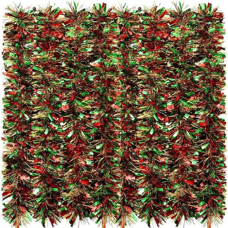 Weihnachts-Lametta-Girlande 10m Rot Grün Gold mit Draht