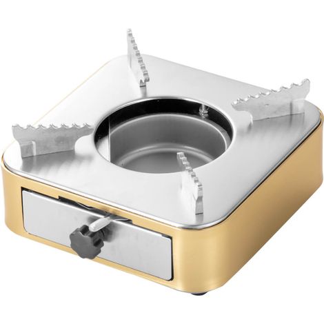 Poêle à alcool portable en acier inoxydable, mini réchaud pour camping, pique-nique et extérieur, couleur or (1/5)
