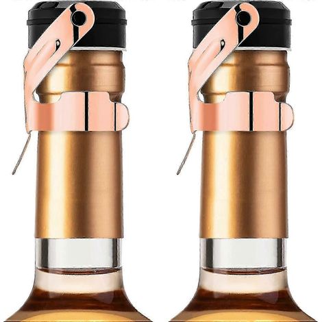 Bouchons de champagne, lot de 2 bouchons en acier inoxydable pour bouteilles de Cava et Prosecco, couleur or rose.-AquaForge