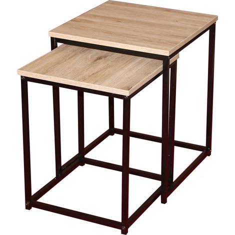 Lot de 2 bouts de canapé 35 et 40 cm naturel et noir