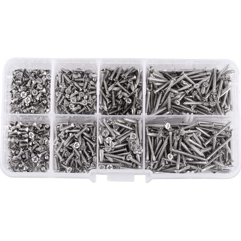 800 pièces vis à tête plate autoperceuses M2 vis autotaraudeuses vis en tôle Tek avec boîte 4 mm - 20 mm (1/5)