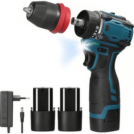 Perceuse-visseuse sans fil brushless 10 mm – 23 vitesses, mandrin métallique, compatible batterie Makita 18V