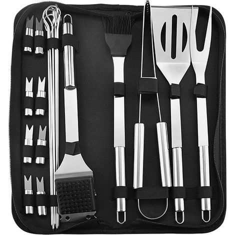 Ensemble d'Outils de Barbecue, 20 Pièces Ustensiles De Barbecue pour Grillades, Accessoires pour Barbecue en Acier Inoxydable, Outils de Gril pour Camping en Plein air Barbecue de Jardin (1/5)