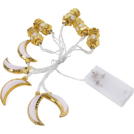 Guirlande lumineuse décorative en forme de lune, 1,5 m, 10 LED, idéale pour le Ramadan, les fêtes, les chambres et les anniversaires. Parfaite pour une chambre ou un anniversaire. (1/5)