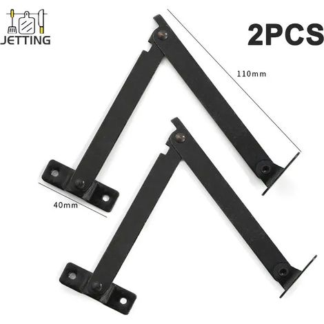 (Noir) 2 charnières de support d'angle en bois antique pour boîte, présentoir, meuble, porte d'armoire, placard de cuisine, couvercle (1/5)