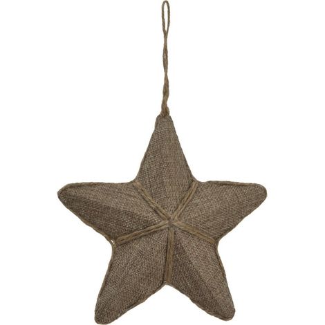 Medium Jute Hanging Star Bauble - Rope - L20 x W20 x H6 cm - Brown