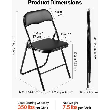 Lot de 4 Chaises Pliantes Portables Chaise de Salle à Manger en (1/5)