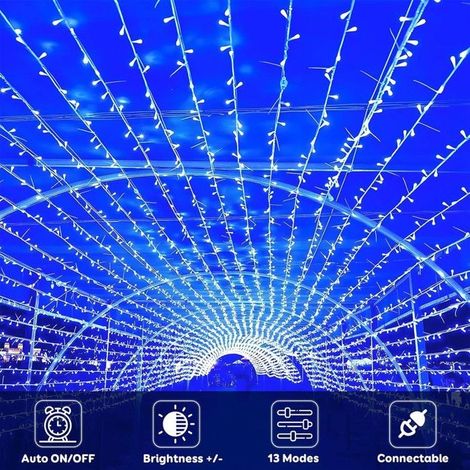Guirlande Lumineuse Extérieure 30m 300 LED Bleu, 8 Modes, Mémoire et Étanche IP44, Idéale pour Mariage, Fête et Balcon (1/5)