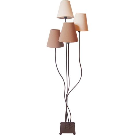 Standlampe Stehleuchte Beistellleuchte schwarz Textil braun beige 4-Flammig E14 (1/5)