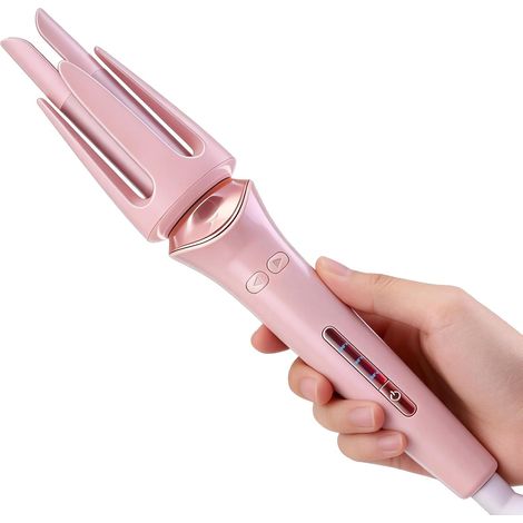 Arricciacapelli automatico - 3,17 cm (1,25 pollici) con doppia scanalatura - 3 temperature - arricciacapelli rotante - onde da spiaggia - capelli corti e lunghi - 3,17 cm (1/3)
