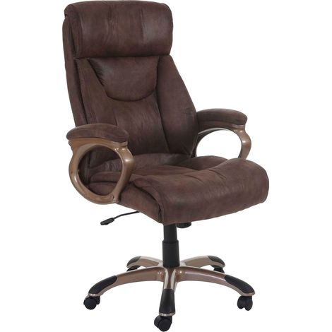 HHG – Fauteuil de bureau pivotant taupe – Charge 150kg – Aspect daim – Hauteur 114-122 cm – Largeur 67 cm – Profondeur 59 cm