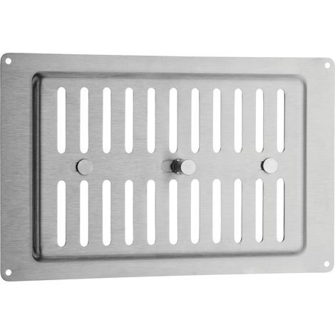 SOTECH Edelstahl SS304 Lüftungsgitter zum Aufschrauben mit Schiebeverschluss mit langem Schieberegler Ø 12 x 24 mm, 260x165 mm