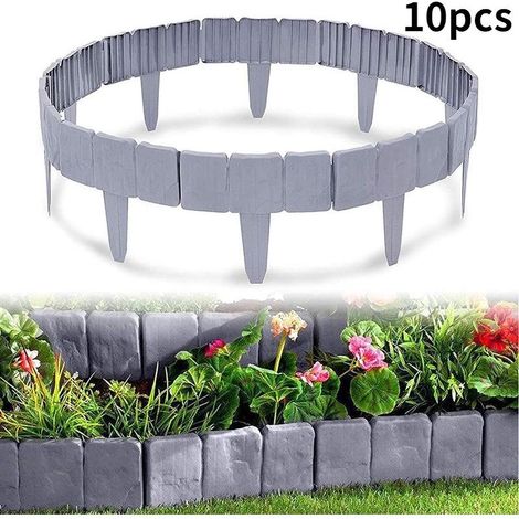 10 Pcs Bordures de Jardin Imitation Pierre, Bordure de Pelouse, Clôture Bordure Gris, Bords de Pelouse de Jardin Anthracite, Décoratif Bordure de Gazon pour Pelouse Patio Fleur (1/5)