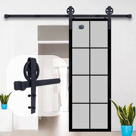 150CM/4.92FT Kit Quincaillerie de Porte Coulissante Coulissante Rail pour Système Quincaillerie à Célibataire Porte (1/5)