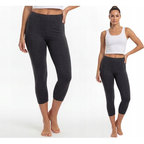 Bequeme 3/4-Baumwollleggings, polnischer Hersteller, Graphitfarbe, Größe L (1/4)