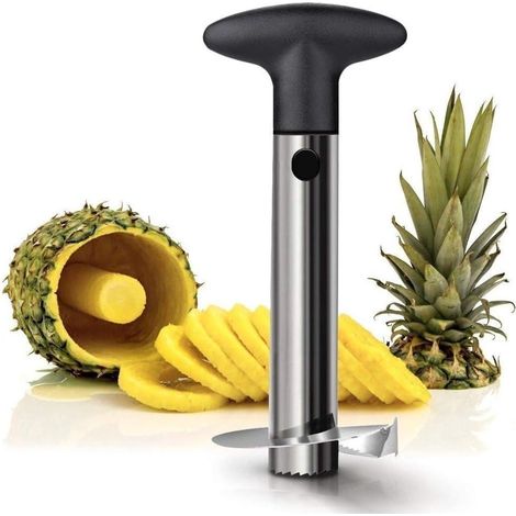 Éplucheur d'ananas en acier inoxydable - Éplucheur d'ananas - Coupe-ananas - Éplucheur à fruits - Outil KitchenAid - Démontable - Facile à nettoyer - Noir (1/5)