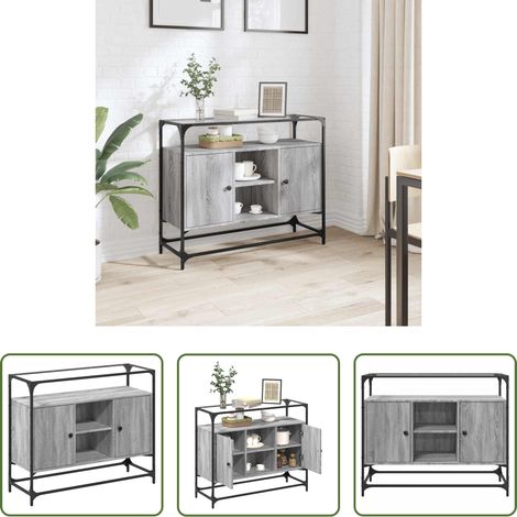 Buffet avec dessus en verre - Buffet avec dessus en verre sonoma gris bois d'ingénierie (1/5)
