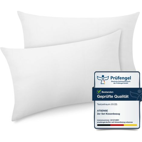 Taie Oreiller 40x60 Cm,Taie d'oreiller Lot De 2, 100% Coton Lavé, Housse Coussin avec Fermeture Eclair, Doux Resistant Et Confortable, Blanc Taie (1/5)