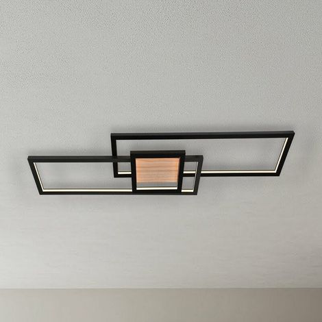 [NEUWERTIG] B-Ware Lindby Deckenleuchte Lampe LED Emiljan schwarz Metall dimmbar Holz Wohnzimmer (1/2)