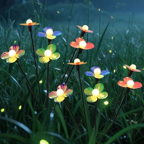 luces solares exteriores impermeables con forma de flor, con 32 LED, Luces solares decorativas tipo luciérnaga para jardín (1/5)