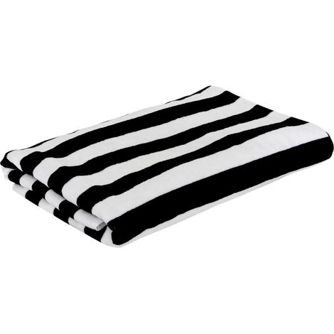 Drap de Bain à Rayures "The Palm Resort" 90x180cm Noir et Blanc