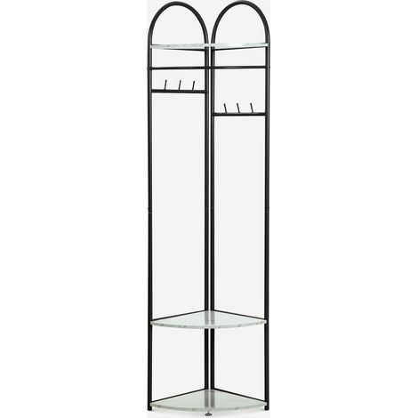 Appendiabiti angolare da terra per ingresso con ripiani salvaspazio Shiney - Nero