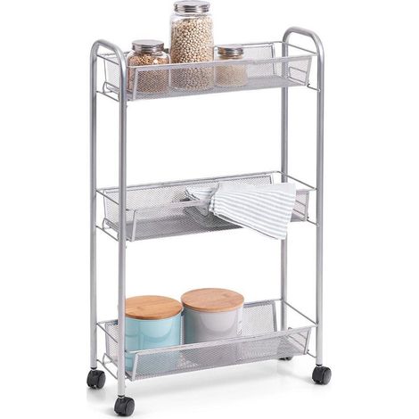Zeller 3-stufiger Metallwagen in Silber