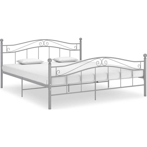 Bett Grau Metall 180x200 cm
