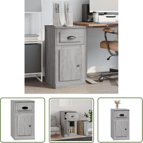 The Living Store Beistellschrank mit Schublade Grau Sonoma 40x50x75 cm - Schreibtischregal - Wohnzimmermöbel - Beistellschrank - Grau Sonoma - Holzmöbel (1/5)