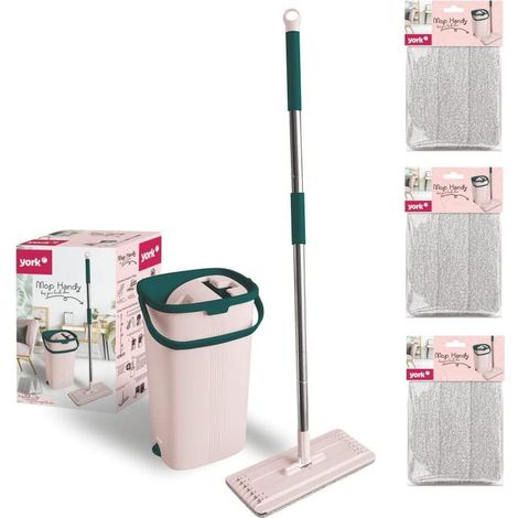 Balai Serpillière Plat avec Seau à Double Compartiment 6L Système d'Essorage Efficace et 3 Housses en Microfibre Absorbantes Kit de Nettoyage Sols Carrelage Parquet Maison et Bureau Gris (1/5)