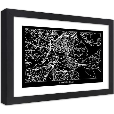 Quadro con cornice, Carta della città di Stoccolma - 30x20 (1/5)
