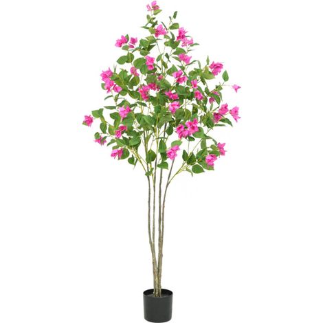 Plante Artificielle avec Fausses Fleurs Rose 150cm Fausse Plante Interieur et Exterieur Arbre Artificiel en Pot pour Chambre Salon (1/5)
