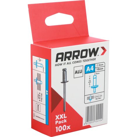 Arrow Blindniete Typ RA Ø 4 x 10 mm Aluminium 100 Stück (1/2)