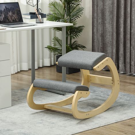 Sgabello ergonomico a dondolo per inginocchiarsi, ideale per l'ufficio domestico, per migliorare la postura, colore grigio.