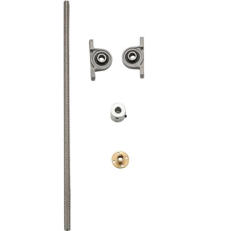 Kit de vis-mère T8 300 mm 8 mm + écrou en cuivre + coupleur + palier à semelle pour imprimante 3D (1/5)