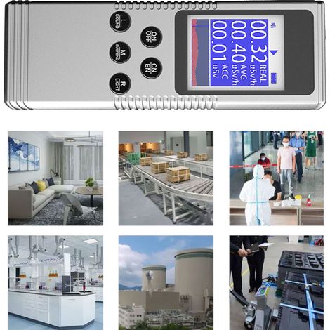 Geigerzähler, Detektor für nukleare Strahlung, hochpräziser Beta-Gamma-Röntgenmonitor, digitales Radioaktivitätsmessgerät mit akustischem und optischem Alarm, HFS-01 silberweiß (1/5)