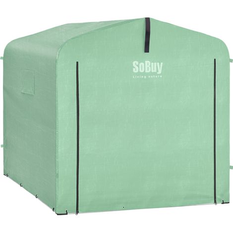 SoBuy Garden Shed, Outdoor Waterproof Garden Cabin, Motorcycle Shelter with Hooks, Bike and Tool Garage, Bike Shed, Storage, Green, 159x219x165 cm, KLS11-L-GR