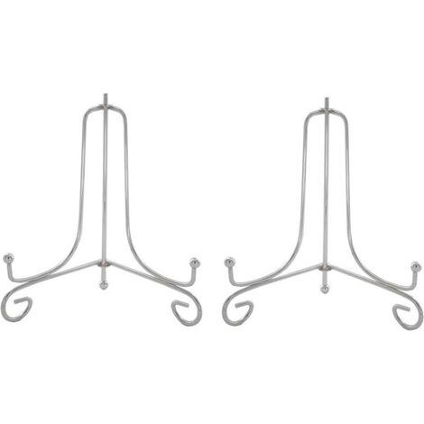 Lot de 2 Argenté Métal chevalets Porte Assiette Présentoirs Décoratifs en Pour Photo, Cadres Pour Image, Livres de cuisine, Assiettes décoratives, Tableaux et pièces d’art,6 pouces (1/4)