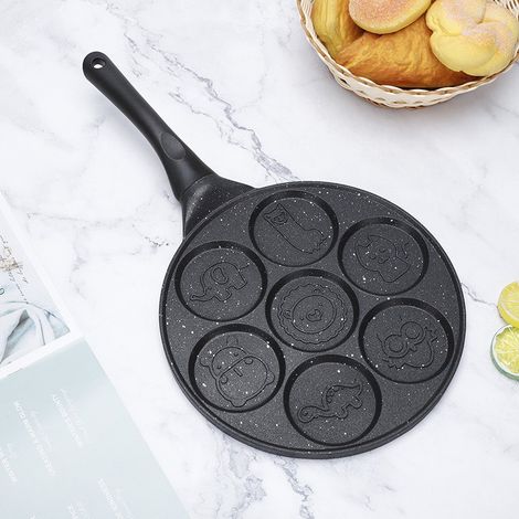 Sartén antiadherente de 7 agujeros para huevos, ideal para crepes, panqueques y tortillas (diámetro de 26 cm)