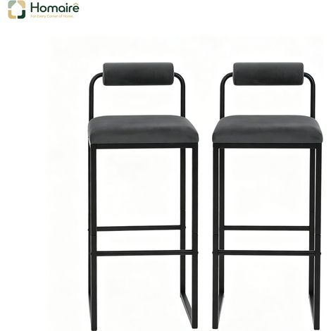 Tabouret de bar en velours gris 38,5 x 39 x 95.5 cm HOMAIRE (1/5)