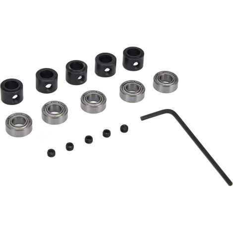 Lot de 5 roulements à bille acier pour fraiseuses, montage inférieur, guide outil, avec colliers et clé, rechange (1/5)