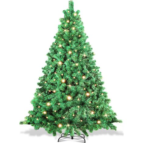 Randaco Weihnachtsbaum Beflockung Schneestaub Weihnachtsdekoration Kunstbaum 210cm mit warmweißen LED