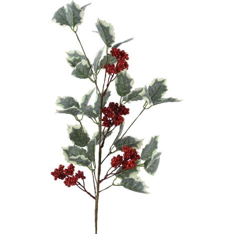 Ramo artificiale con bacche e foglie verdi, per decorazioni natalizie da 68 cm