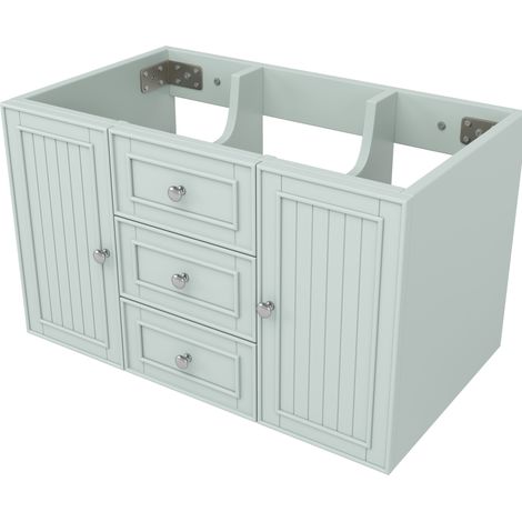 Mueble bajo lavabo suspendido verde con 3 cajones 78,5 x 46 x 46,8 cm en MDF y metal (1/5)